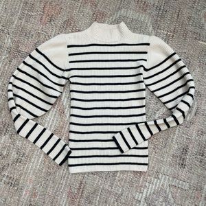 Khaite joanne puff sleeve striped sweater wool size small (flaw)